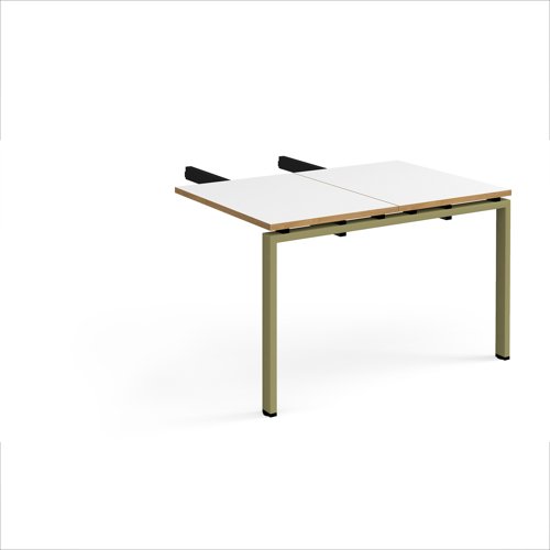 Adapt add on unit double return desk 800mm x 1200mm - green frame, white top, oak edge