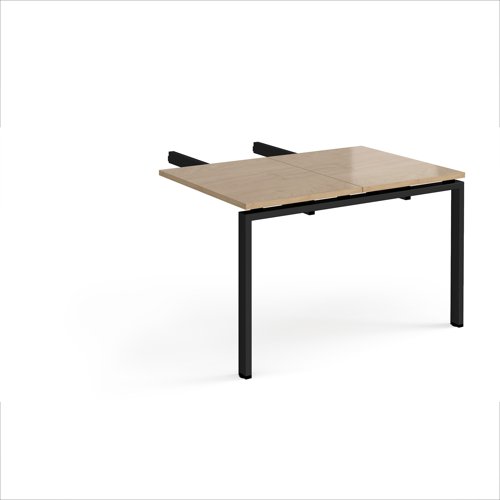 Adapt add on unit double return desk 800mm x 1200mm - black frame, kendal oak top