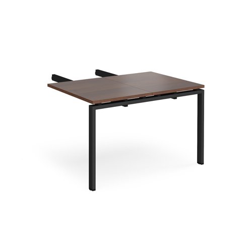 Adapt add on unit double return desk 800mm x 1200mm - black frame, walnut top