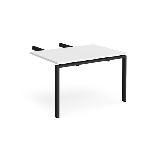 Adapt add on unit double return desk 800mm x 1200mm - black frame, white top