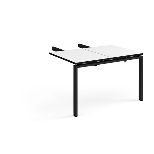 Adapt add on unit double return desk 800mm x 1200mm - black frame, white top, black edge