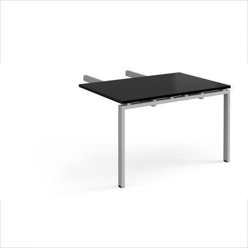 Adapt add on unit double return desk 800mm x 1200mm - silver frame, black top
