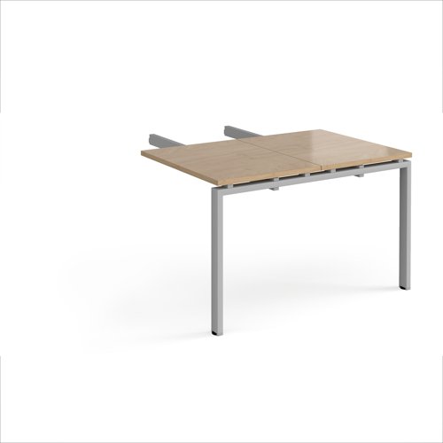 Adapt add on unit double return desk 800mm x 1200mm - silver frame, kendal oak top