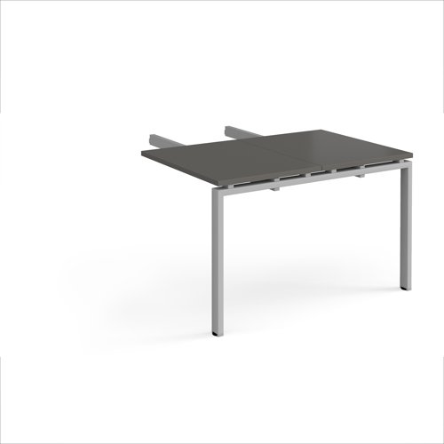 Adapt add on unit double return desk 800mm x 1200mm - silver frame, storm grey top