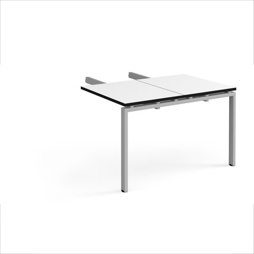 Adapt add on unit double return desk 800mm x 1200mm - silver frame, white top, black edge