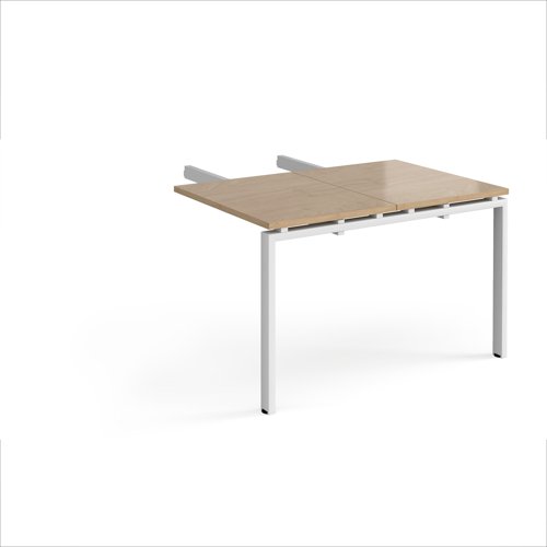 Adapt add on unit double return desk 800mm x 1200mm - white frame, kendal oak top