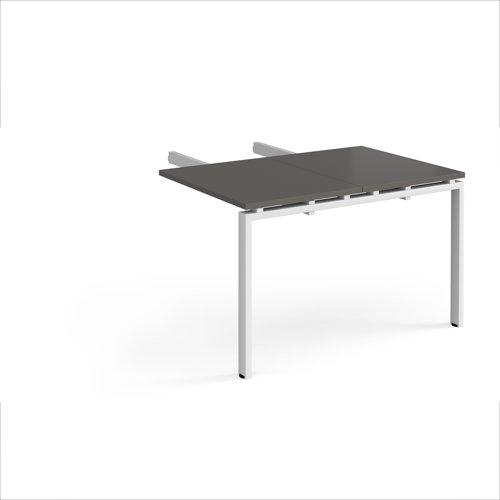Adapt add on unit double return desk 800mm x 1200mm - white frame, storm grey top