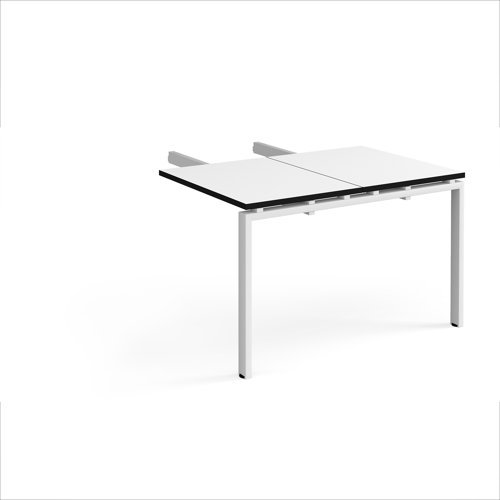 Adapt add on unit double return desk 800mm x 1200mm - white frame, white top, black edge