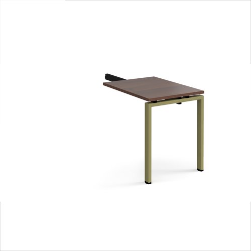 Adapt add on unit single return desk 800mm x 600mm - green frame, walnut top