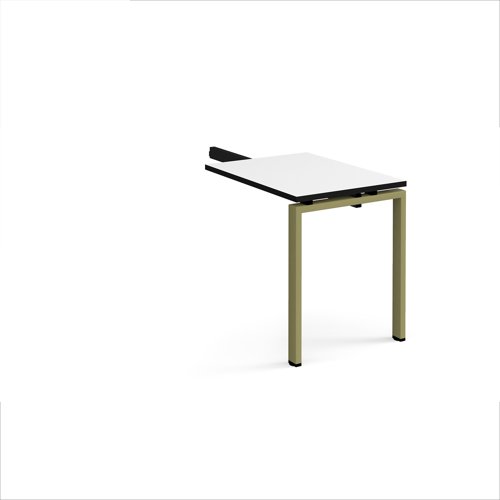 Adapt add on unit single return desk 800mm x 600mm - green frame, white top, black edge