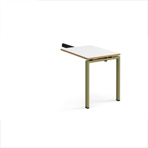 Adapt add on unit single return desk 800mm x 600mm - green frame, white top, oak edge