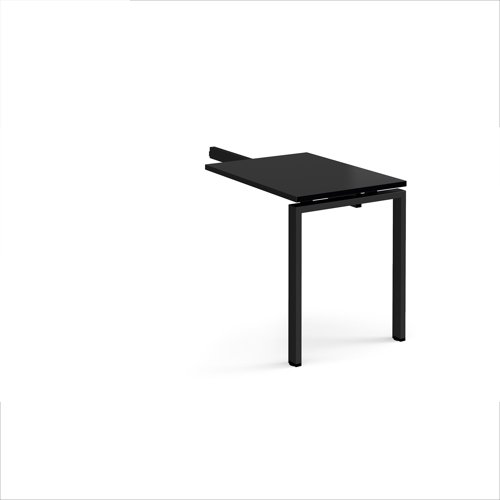 Adapt add on unit single return desk 800mm x 600mm - black frame, black top