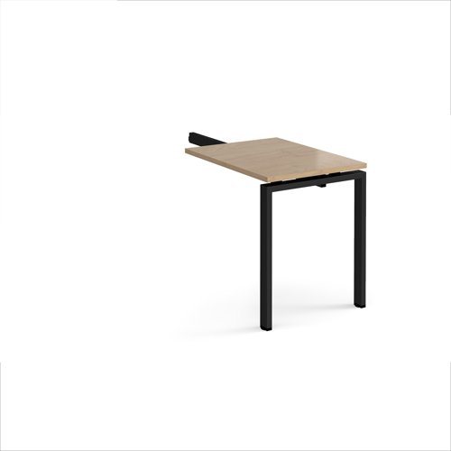 Adapt add on unit single return desk 800mm x 600mm - black frame, kendal oak top