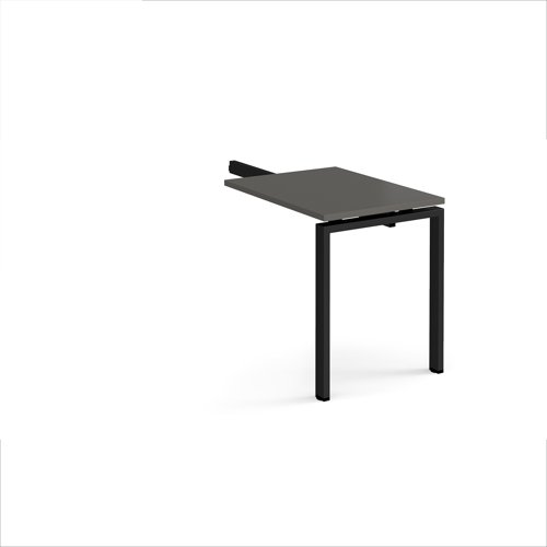 Adapt add on unit single return desk 800mm x 600mm - black frame, storm grey top