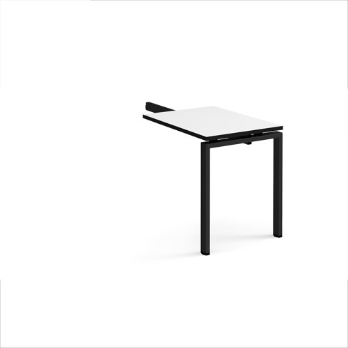 Adapt add on unit single return desk 800mm x 600mm - black frame, white top, black edge