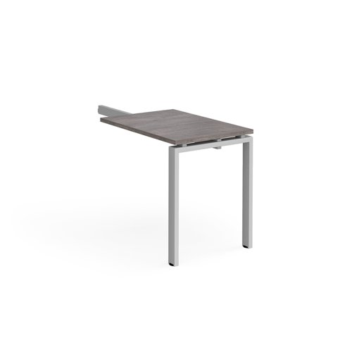 Adapt add on unit single return desk 800mm x 600mm - silver frame, grey oak top