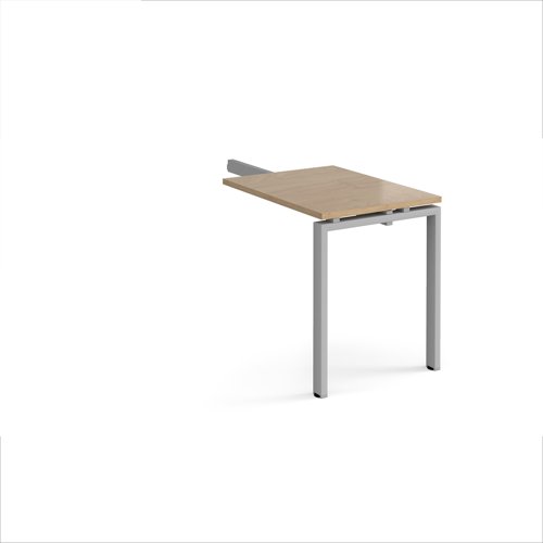 Adapt add on unit single return desk 800mm x 600mm - silver frame, kendal oak top