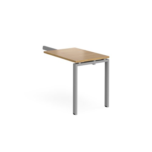 Adapt add on unit single return desk 800mm x 600mm - silver frame, oak top