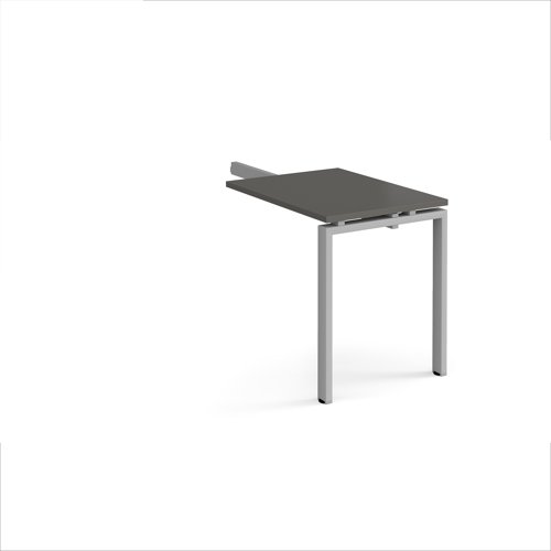 Adapt add on unit single return desk 800mm x 600mm - silver frame, storm grey top