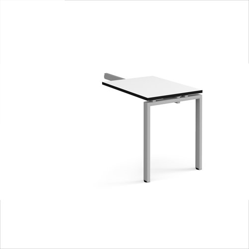 Adapt add on unit single return desk 800mm x 600mm - silver frame, white top, black edge