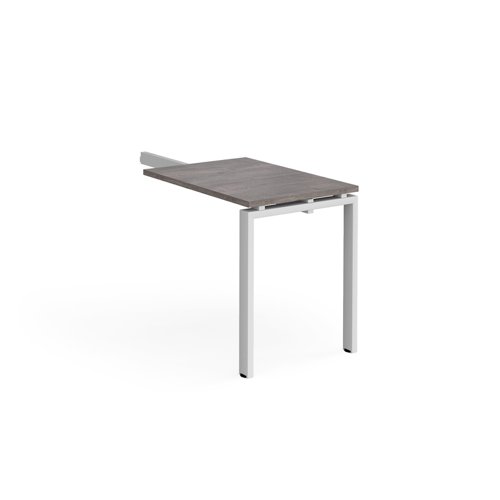 Adapt add on unit single return desk 800mm x 600mm - white frame, grey oak top