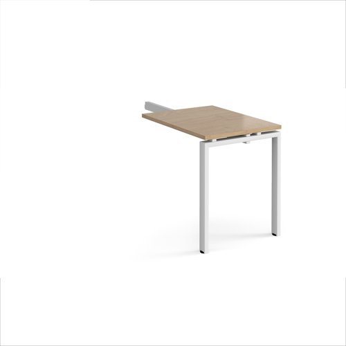 Adapt add on unit single return desk 800mm x 600mm - white frame, kendal oak top
