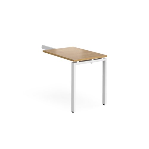 Adapt add on unit single return desk 800mm x 600mm - white frame, oak top