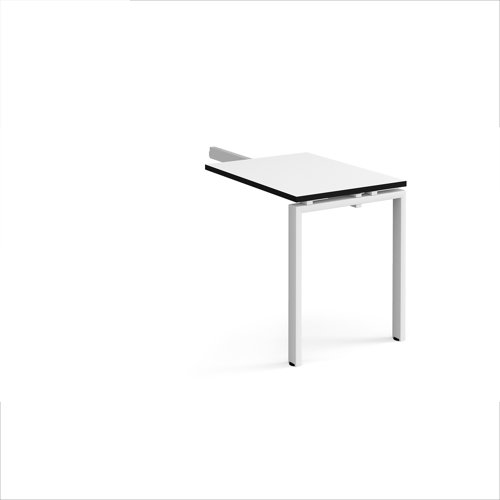 Adapt add on unit single return desk 800mm x 600mm - white frame, white top, black edge