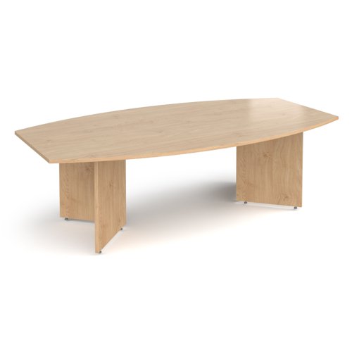 Arrow head leg radial boardroom table 2400mm x 800/1300mm - Kendal oak