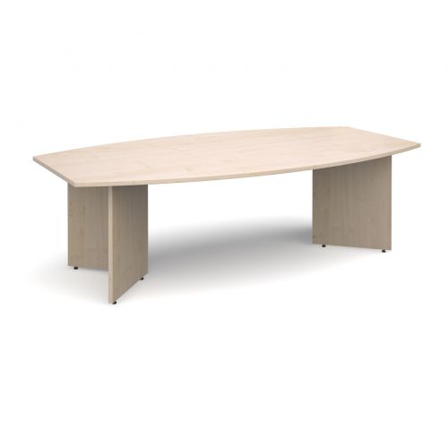 Arrow head leg radial boardroom table 2400mm x 800/1300mm - maple