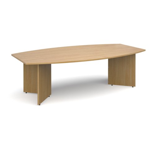 Arrow head leg radial boardroom table 2400mm x 800/1300mm - oak ERB24O Buy online at Office 5Star or contact us Tel 01594 810081 for assistance