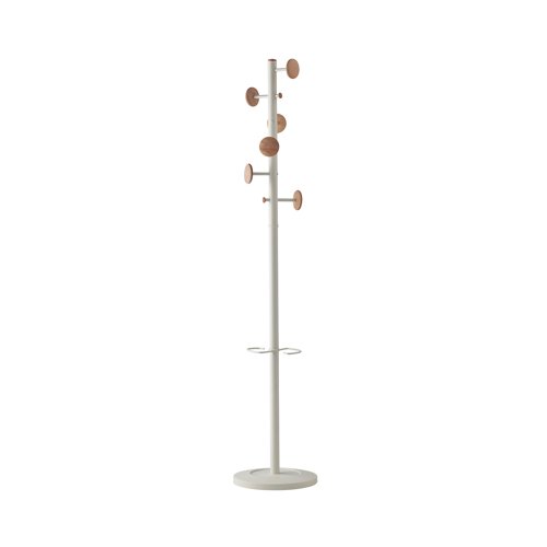 Ersa coat stand with 6 coat hooks and 3 umbrella hooks - White & Oak