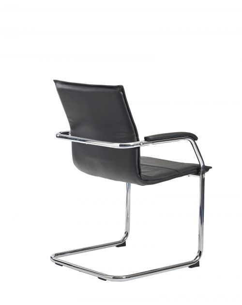 Essen meeting room cantilever chair - black faux leather