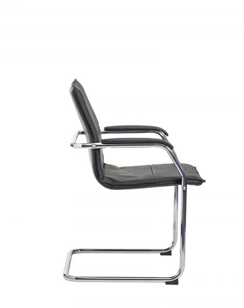 Essen meeting room cantilever chair - black faux leather