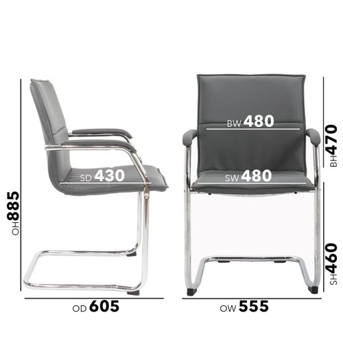 Essen stackable meeting room cantilever chair - grey faux leather Banqueting & Conference Chairs ESS100S2-G