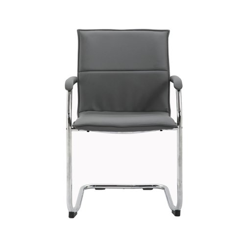 Essen stackable meeting room cantilever chair - grey faux leather ESS100S2-G Buy online at Office 5Star or contact us Tel 01594 810081 for assistance