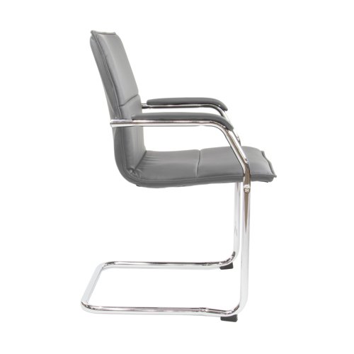 Essen stackable meeting room cantilever chair - grey faux leather | ESS100S2-G | Dams International