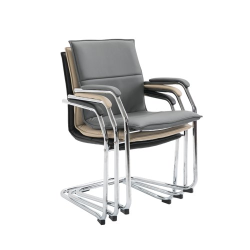 Essen stackable meeting room cantilever chair - black faux leather Stacking Chairs ESS100S2-K