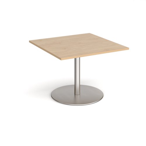 Eternal square extension table 1000mm x 1000mm - brushed steel base, kendal oak top | ETN10-BS-KO | Dams International