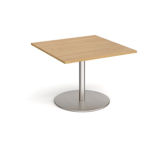 Eternal square extension table 1000mm x 1000mm - brushed steel base and oak top