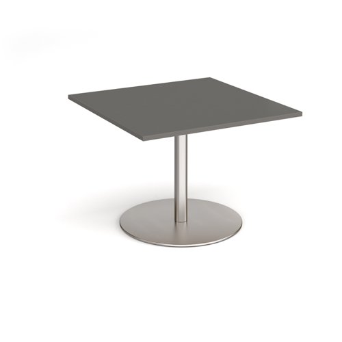 Eternal square extension table 1000mm x 1000mm - brushed steel base, onyx grey top | ETN10-BS-OG | Dams International