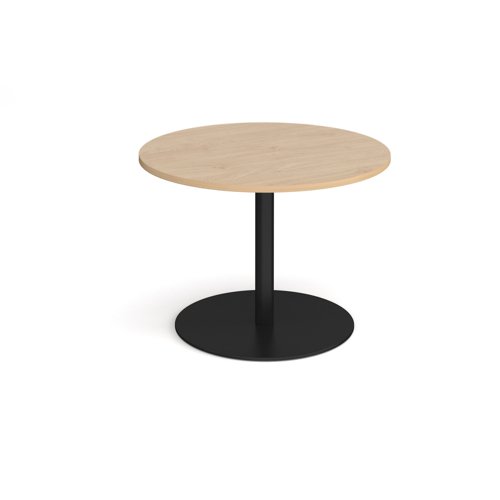 Eternal circular boardroom table 1000mm - black base, kendal oak top