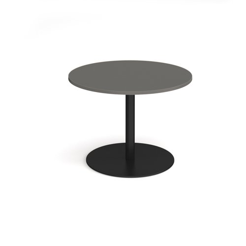 Eternal circular boardroom table 1000mm - black base, onyx grey top