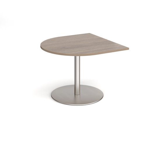 Eternal radial extension table 1000mm x 1000mm - brushed steel base, Barcelona walnut top