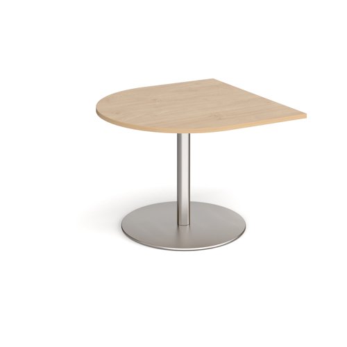 Eternal radial extension table 1000mm x 1000mm - brushed steel base, kendal oak top