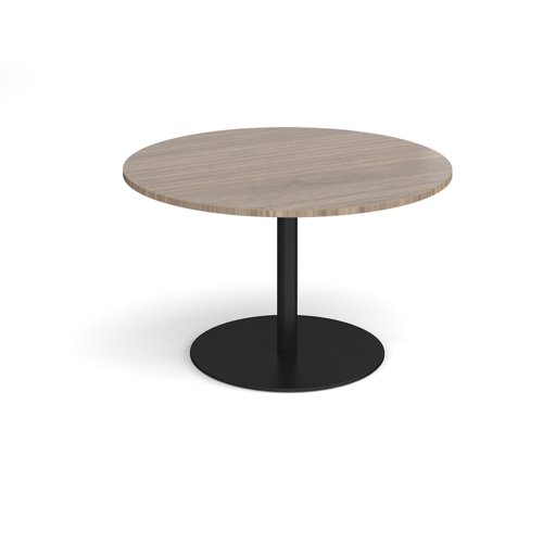 Eternal circular boardroom table 1200mm - black base, Barcelona walnut top