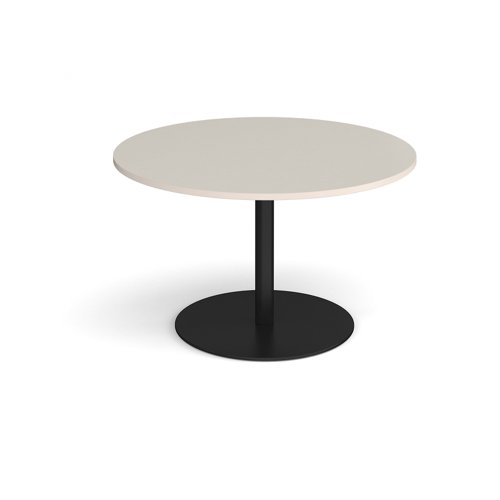 Eternal circular boardroom table 1200mm - black base, light grey top