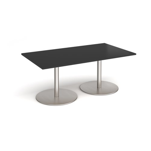 Eternal rectangular boardroom table 1800mm x 1000mm - brushed steel base, black top