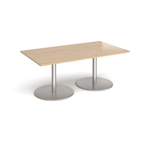 Eternal rectangular boardroom table 1800mm x 1000mm - brushed steel base, kendal oak top