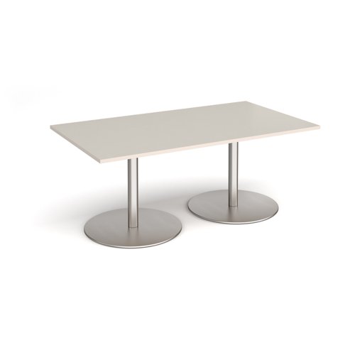 Eternal rectangular boardroom table 1800mm x 1000mm - brushed steel base, light grey top